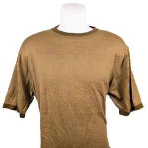 Lenor Romano Silk Blend‎ T-Shirt Short Sleeve Casual Top Brown Mens Size L